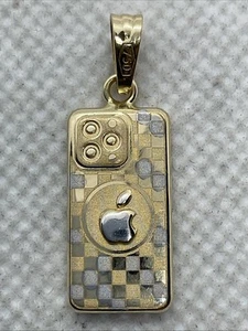 BEAUTIFUL 18K (750) Tricolor Gold SMARTPHONE Reversible Small Charm Pendant 2.2g - Picture 1 of 22