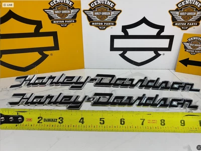 H-D OEM Harley Touring Softail Sportster Fuel Gas Tank Emblems Chrome & Black - Image 1 of 4