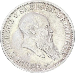 Sachsen-Meiningen Georg II. 2 Mark 1901 D Zum 75. Geburtstag Silber ss J 149 - Bild 1 von 3