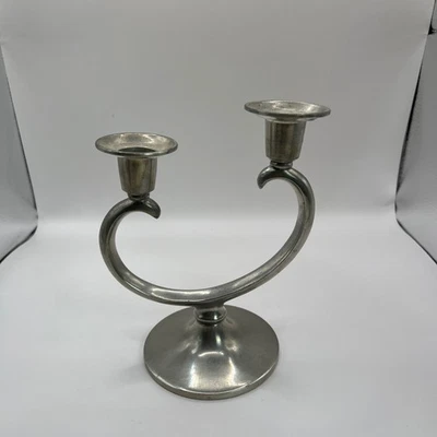 Candelabro doble vintage de metal tono plata elegante decoración del hogar Foto 1 de 4