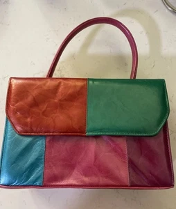 Vintage Colorful 80’s Margaret Jerrold Spain Color Block Bag See Description - Picture 1 of 12