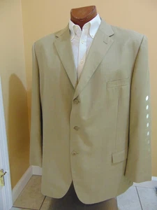 CARAVELLI SUPERIOR 150'S WINDOWPANE BEIGE DOUBLE VENT 2 PC SUIT 50L 44/29 CUFFED - Picture 1 of 8