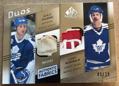 Borje Salming & Lanny McDonald 08-09 UD SP Game Used Dual Duos Patch 05/25 - Image 1 of 2