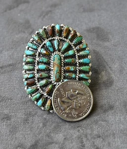 New Big Navajo Size 9 Ring by Davina Benally Sterling & Mojave Turquoise 17grams - Picture 1 of 10