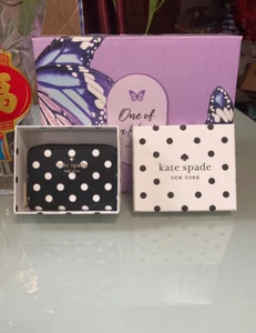 kate spade Polka Dots Dot Printed Saffiano Small Zip Around Card Case Wallet - Picture 1 of 12