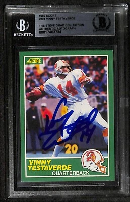 Vinny Testaverde Tampa Bay Bucaneers 1989 Score #224 Signed Card BECKETT  - Image 1 of 3