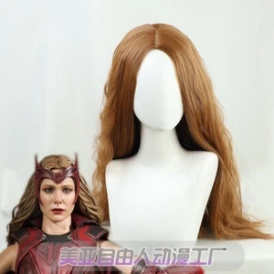 Cosplay Avengers Wanda Scarlet Witch Wigs Superhero Long Curly Brown Hairpiece - Picture 1 of 14