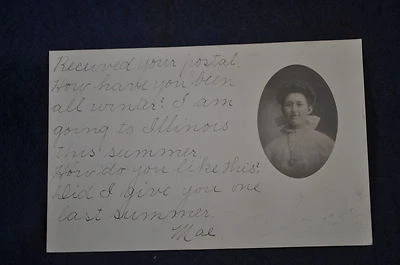 Postal retrato de mujer joven ca 1906 RPPC Foto 1 de 2