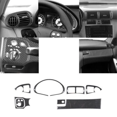 Cubierta de tablero de instrumentos de fibra de carbono 8 piezas para Mercedes-Benz W203 2005-2007 tipo A Foto 1 de 4