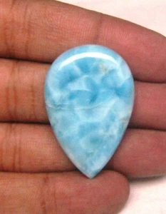 Natural Larimar Cabochon Pear Shape 48.55 ct Loose Gemstone Handmade J 779 - Picture 1 of 5