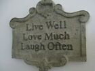 DECORATIVE PLAQUE, LIVE WELL, LOVE MUCH, ETC APPROX 8&quot; X10&quot;