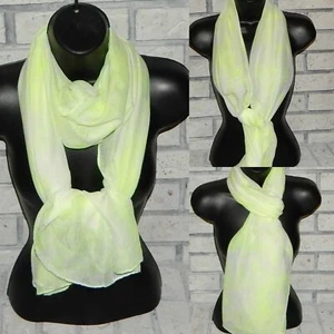 ARTISTIC LIME & WHITE PASTEL TIE DYE WATERCOLOR FASHION SCARF 70" X 21" INDIANA - Picture 1 of 1