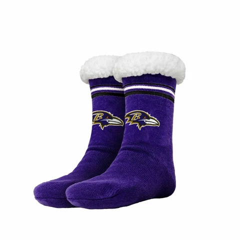 Baltimore Ravens Stripe Purple Logo Tall Footy Unisex Slippers  Non Skid Cover