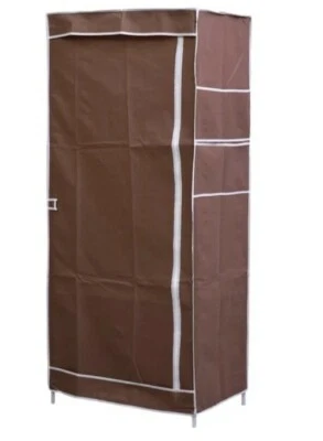 Collapsible wardrobe with Zippered and 1 Outer Pockets Size 146x68x53Cm coffee - Image 1 of 2