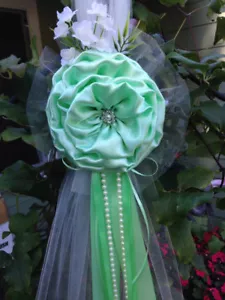 SET OF 6 Wedding decor. Chair Bows Mint Pew Bows, Church Aisle decor, Arch decor - Picture 1 of 6