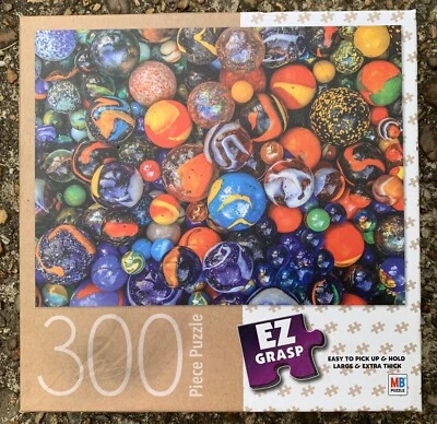 COLORFUL GLASS MARBLES JIGSAW PUZZLE, 300 PIECES, 18x24, MILTON BRADLEY EZ GRASP - Image 1 of 4