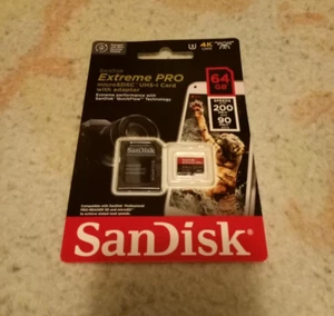 New SanDisk 64GB Extreme Pro Micro SDXC Card + SD Adapter for Smartphones & More - Picture 1 of 4