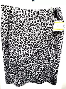 New Kasper Skirt Size 14 Pencil Cheetah Slit Stretch Knit MSRP $79.00 - Picture 1 of 5