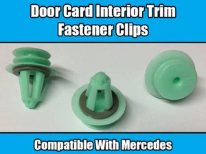 10x Clips For Mercedes Interior Door Panel Retainer Trim Green Plastic 9mm Hole - Picture 1 of 1