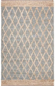 NEW Serena & Lily STYLE Jute Blue Beige Geometric Diamond Trellis Natural Rug - Picture 1 of 4