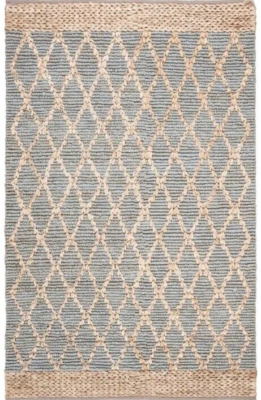 NEW Serena & Lily STYLE Jute Blue Beige Geometric Diamond Trellis Natural Rug - Image 1 of 4