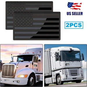 2PCS 3D Metal USA Flag Sticker American Car Truck Decal Emblem Black Sticker USA - Picture 1 of 12