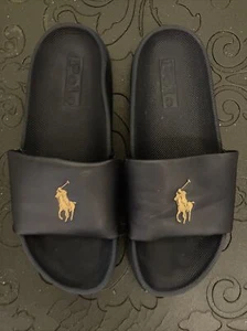 Polo Ralph Lauren Men's Polo Player Logo Slides Sandals Blue & White Size 9 US - Picture 1 of 2