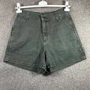 Lee Dungarees Carpenter Shorts Women's 7 Olive Green Denim 100% Cotton Zip Fly - Picture 1 of 8