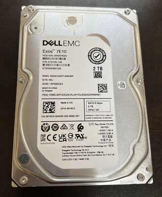 Dell Emc Exos 7E10 2TB 7.2K SATA III 3.5 " ST2000NM012B 2TD130-136 - Image 1 of 3