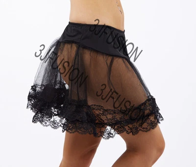 CLASSIFIED Ladies Glamour 2 Layer BLACK TUTU PETTICOAT FANCY DRESS HEN PARTY FREE POST (AE)