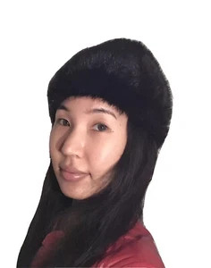 "Gorro de visón Saga-piel marrón oscuro-unisex-forro rojo-diámetro-10,5"" talla 57 cm-NUEVO" - Imagen 1 de 10