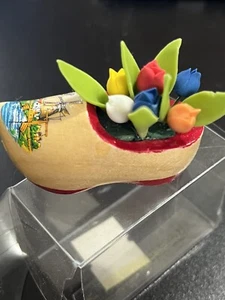 Mini Dutch Clog Wooden Shoe Windmill painting, tulips - Dutch Village, Holland - Picture 1 of 9
