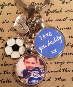 Personalised Photo Keyring Football I Love You Daddy Christmas Gift Present - Picture 1 of 1