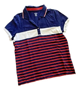 IZOD Women's XL Polo Shirt short sleeve top Red White Blue Stripe Golf Patriotic - Picture 1 of 4