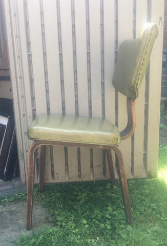 Vtg Joe Atkinson Thonet Mid Century Modern Bentwood Chairs Green Vinyl Nailhead Cover