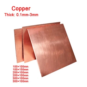 Copper Sheet Square Plate 0.1 0.2 0.3 0.5 0.8 1 1.5 2 3 4 5mm | 100,200,300MM - Picture 1 of 5