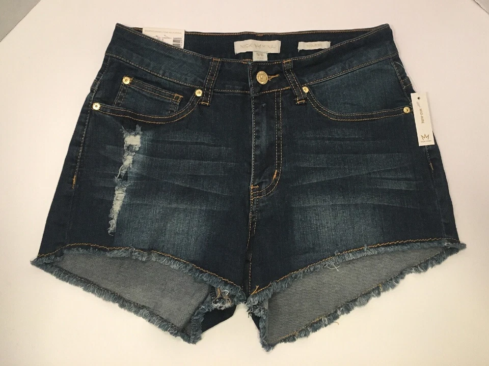 Nicki Minaj Mid Rise Denim Shorts Frayed Cut Off Size 5/6 New - Image 1 of 4