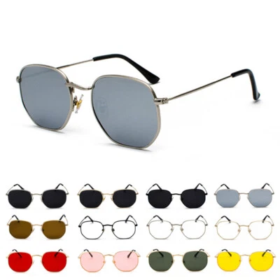 Retro Hipster Sunglasses Men Women Geometric Square Vintage Metal Frame Glasses - Image 1 of 4