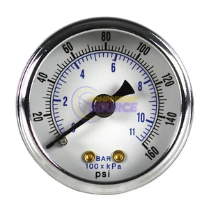 1.5" Face Dry Pressure Gauge 0-160 PSI Back Mount 1/8" NPT Air Compressor Gauge - Picture 1 of 6