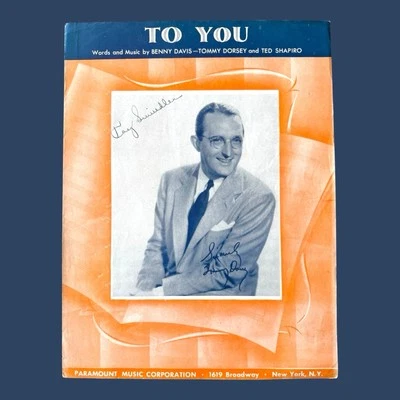 To You Partitura VTG Tommy Dorsey Paramount Big Band Jazz Foto Bio Back 1939 - Imagem 1 de 4