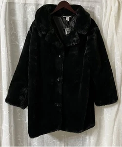 ZStudio Damen schwarz Langarm Taschen Kragen Knopfleiste Mantel Größe 2X - Bild 1 von 5