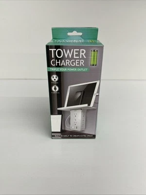 Tomada de energia carregador torre portas USB com prateleira nova na caixa - Imagem 1 de 4