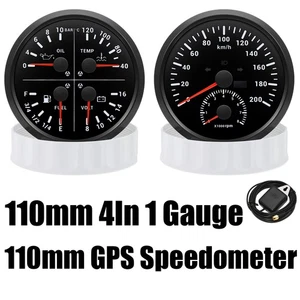 110mm GPS Speedometer 0-200KM/H Tachometer 8000RPM with 4in 1 Gauge For Car Boat - Picture 1 of 18