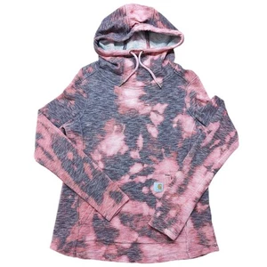 Carhartt Womens XS Relaxed Pullover Hoodie Sweatshirt Acid Wash Tie Dye Wine - Picture 1 of 11