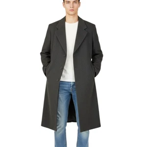 VTG GGG Clothes Wool Cashmere Mens Single Breasted Coat 44R Gray Lined Classic - Picture 1 of 21
