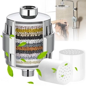 20 Stufen Duschfilter Kalkfilter Duschkopf Wasserfilter mit 2 Filterpatrone - Bild 1 von 12