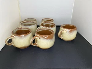 Set Of 7 Frankoma 4C Plainsman Gold Coffe Cups  - Picture 1 of 9