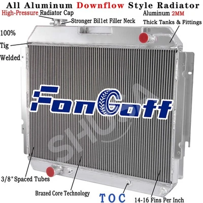 3 Row Aluminum Radiator fit 1977-1988,86 Ford E-350 Econoline Club Wagon 7.5L V8 - Изображение 1 из 4