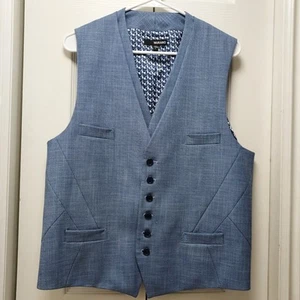Murano Mens Plaid Vest Polyester-Viscose Blue size Large - Picture 1 of 13