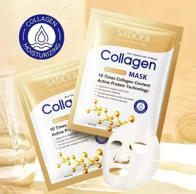 20pcs Anti-Wrinkle Collagen Face Mask Moisturizing Anti-Aging Repair Brightening - Image 1 of 4